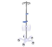 Support de Perfusion pour Poteau IV avec Panier, Support d'égouttement pour Poteau IV réglable en Hauteur en Acier Inoxydable, Support de Sac d'égouttement Portable pour Soins à Domicile en Clinique