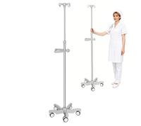 Support de perfusion réglable pour perfusion IV avec 4 crochets et 5 roulettes, hauteur réglable pour soins infirmiers à domicile