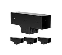 VEVOR Support de Pergola, Lot de 4, Support de Poteau Bois 92x92 mm, Kit Connecteur à 3 Voies Acier au Carbone, Forme T, avec Vis pour Poutres en Bois Standard Toit Plat, Banquet de Fête en Plein Air