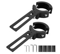 Support de phare moto réglable Ø20-38 mm - Lot de 2 supports universels pour phares moto, Fixations en aluminium ajustables à 360° pour guidon, fourche et pare-chocs, adaptées pour feux antibrouillard