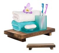 Support de piédestal en Bois 9x6x2inch, Plateau de Distributeur Savon pour décoration Salle Bain à la Maison Ferme rectangulaire Cuisine en Bois