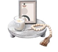 Support de piédestal en bois: plateau d'affichage circulaire, plateau en bois massif, mini organisateur vertical, pièce décorative rustique douce | Pour salle de bain, comptoir, cuisine, évier, table