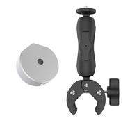 Support de pince de poteau, support réglable, Mini dispositif Satellite, Angle universel, échelles de camping-car, poteaux de Yacht (Support et adaptateur argenté)