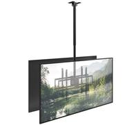 Support de Plafond Double TV Back-to-Back 43-86" | Pivotement & inclinaison, réglage en hauteur, installation facile, tube extensible, 50 kg par écran, VESA 600x400mm, Noir