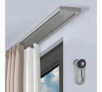 Support de plafond en aluminium à double rail coulissant de 9 m pour séparateur de pièce, silencieux, idéal pour chambre à coucher et cuisine (gris)