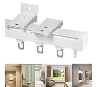 Support de plafond pour tringle à rideau de douche incurvée, avec rouleaux silencieux, pour camping-car, baie vitrée (blanc, 60 cm)
