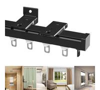 Support de plafond pour tringle à rideau de douche incurvée, avec rouleaux silencieux, pour camping-car, baie vitrée (noir, 280 cm)