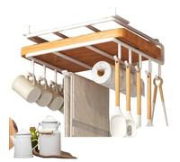 Support de planche à découper sous l'armoire - Support multifonction pour planche à découper sous l'armoire en acier inoxydable, crochet de cuisine sans perçage, support pour serviettes en papier