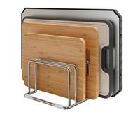 Support de planche de cuisine Organisateur en métal inoxydable | Support vertical pour planches à découper pour comptoir de rangement, peut contenir plusieurs planches, couvercles, plateaux, livres, d