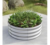 Support de plantation d'extérieur - Jardinière surélevée galvanisée - Jardinière surélevée ronde de style libre - Couleur argent