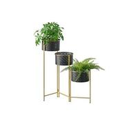 Support de plante (à 3 cache-pots) Kieldrecht métal noir laiton [en.casa]