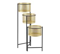 Support De Plante (À 3 Cache-Pots) Pliable Noir Laiton Helloshop26 03_0007682 Multicolore