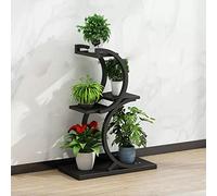 Support de plante en métal à 4 niveaux, échelle de fleurs décorative pour balcon et extérieur, étagère élégante en fer, décoration d'intérieur parfaite pour les maux (couleur : noir B)