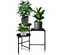 Support de Plante en métal, Support d'étagère Pliable à 3 Niveaux pour Pot de Fleurs, échelle Pliable pour intérieur, extérieur, Jardin, terrasse, Balcon, Taille Unique, Noir