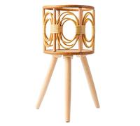 Support de plante en rotin, support de plante à fleurs de panier en osier intérieur rustique, support de plante tissée en bois avec 3 pattes pour le salon, le balcon, le bureau et la décoration de la