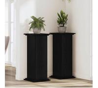 vidaXL Support de plante Pot de fleur en bois d'ingénierie chêne noir 33 x 33 x 80 cm