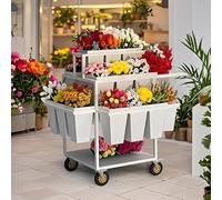 Support de plantes à 6 niveaux avec roulettes, chariot de fleurs mobile avec 18 seaux, étagère de fleuriste mobile pour jardin, terrasse, salon