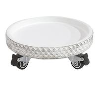 Support de plantes à roulettes blanc de 30,5 cm avec roues et frein, support de plantes intérieur/extérieur pour pots de fleurs, vases et jardin - Chariot pratique pour une mobilité facile