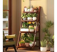Support de plantes d'extérieur en bambou, étagère pliante à 3 niveaux, étagère à fleurs à 4 couches pour balcon, jardin et salon, 49,8 cm de large, facile à déplacer et à assembler