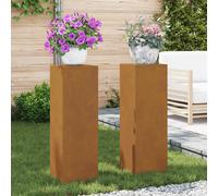 Support de Plantes d'extérieur vidaXL Pilier 2 pcs 24x24x75 cm Acier Résistant aux Intempéries