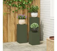 Support de Plantes d'Extérieur vidaXL Pilier 3 pcs Vert Olive Acier