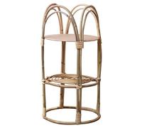 Support de plantes en rotin fait main - Support de pot de fleurs tissé et panier de jardinière de sol Support de présentation en bois élégant pour la décoration de balcon de jardin et de cou