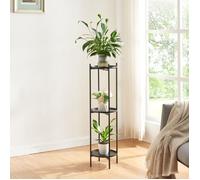 [en.casa] Support de Plantes à 3 Niveaux Étagère à Fleurs Design Intemporel Porte Plantes pour Intérieur Meuble de Rangement pour Cache-Pots Métal 94 x 25 cm Noir