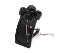 Support de Plaque d'immatriculation de Moto Support de Plaque d'immatriculation à Montage latéral, Courbe feu arrière avec crâne,pour axe 7/8 "1", pièces Rechange(Noir)