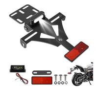 Support de Plaque d'immatriculation de Moto,with LED Light and Turn Signals Adjustable Angle for Motorcycle, Motorcycle Number Plate Holder, Motorcycle Number Plate Holder + Light