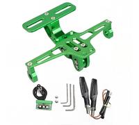 Support de Plaque d'immatriculation pour Motos avec éclairage LED Rotatif à Gauche et à Droite. Support de Plaque d'immatriculation réglable en Aluminium pour la Plupart des modèles de Moto (Vert)