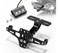 Support de Plaque Moto Réglable, Moto Support de Plaque d'Immatriculation avec Lumière sous Licence, Cadre de Plaque d'immatriculation pour Modèles Universels