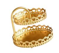 Support de Plateau à Plusieurs Niveaux, Plateau à Plusieurs Niveaux 2 Double Couche en or avec un Grand Espace de Stockage pour les événements Spéciaux de Mariage (Coeur aimant)