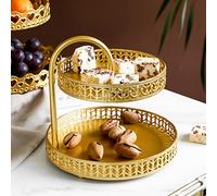 Support de Plateau à Plusieurs Niveaux, Plateau à Plusieurs Niveaux 2 Double Couche en or avec un Grand Espace de Stockage pour les événements Spéciaux de Mariage (Feuille)