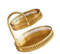 Support de Plateau à Plusieurs Niveaux, Plateau à Plusieurs Niveaux 2 Double Couche en or avec un Grand Espace de Stockage pour les événements Spéciaux de Mariage (Grain vertical)