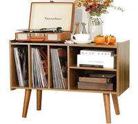 Support de plateau tournant avec boîte en vinyle, peut contenir jusqu'à 136 kg, grande armoire de table pour album avec support en vinyle, support pivotant en bois, pour chambre à coucher et
