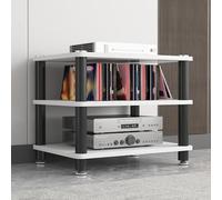 Support de platine HiFi - Étagère multimédia AV à 4 niveaux, armoire stéréo d'angle pour salon, bureau et salon de thé, support de rangement audio vidéo à domicile avec pieds antidérapants