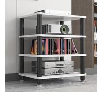 Support de platine HiFi - Meuble d'angle AV à 4 niveaux, étagère de rangement stéréo pour salon, bureau, salon de thé, audio-vidéo à la maison avec pieds antidérapants
