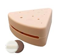 Support de poche en poudre Triangle - Conteneur cosmétique portable en silicone, organisateur de beauté en forme de fromage | Rangement résistant à la poussière durable avec couvercle pour éponges de
