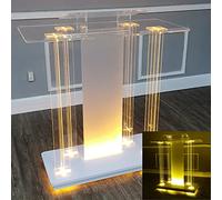 Support de podium de présentation de podiums en acrylique à LED de bureau mobile avec étagère supérieure inclinée, chaire d'église, support de livre de salle de classe for ordinateur portable