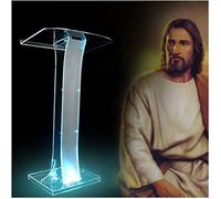 Support de podium de pupitre, pupitre en acrylique transparent, support de podium transparent à LED, élégant et portable avec une large surface de lecture, support d'information pour bureau de lecture