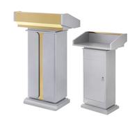 Support de podium réglable avec étagère Sto Chaire en acier inoxydable pour conférences écoles mariages 70 x 42 x 118 cm - Lutrin gris pour présentation de professal