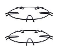 Support de Poêle 2 Pièces en Émail Noir, Base Plate Ronde Antidérapante