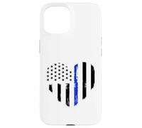 Support de Policier du Drapeau de Coeur Bleu Mince Coque pour iPhone 15