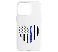 Support de Policier du Drapeau de Coeur Bleu Mince Coque pour iPhone 15 Pro Max