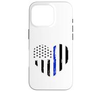 Support de Policier du Drapeau de Coeur Bleu Mince Coque pour iPhone 16 Pro