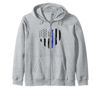 Support de Policier du Drapeau de Coeur Bleu Mince Sweat à Capuche