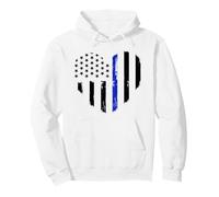 Support de Policier du Drapeau de Coeur Bleu Mince Sweat à Capuche