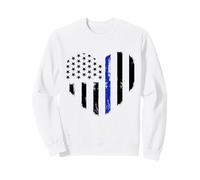 Support de Policier du Drapeau de Coeur Bleu Mince Sweatshirt