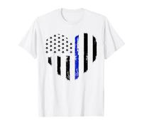 Support de Policier du Drapeau de Coeur Bleu Mince T-Shirt