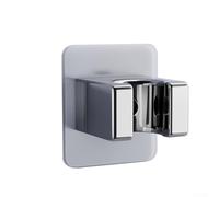 Support de pommeau de douche poli réglable avec ventouse et stabilité améliorée pour pommes de douche rondes et carrées (argenté)
